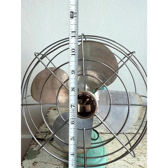Vintage Kenmore Sears Roebuck Electric Desk Fan Aqua Green Model 303.80060 MCM - Picture 6 of 7